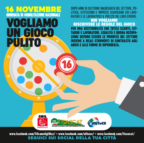 GIOCO LEGALE. A RISCHIO 150MILA ADDETTI, DOMANI LAVORATORI E SINDACATI IN PIAZZA CONTRO LA STRETTA NORMATIVA.