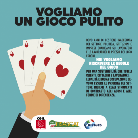 GIOCO LEGALE, SINDACATI IN CAMPO VS LA STRETTA NORMATIVA DEGLI ENTI LOCALI E DEL GOVERNO CENTRALE. A RISCHIO 150MILA ADDETTI, IL 16 NOVEMBRE AL VIA LA MOBILITAZIONE #VOGLIAMOUNGIOCOPULITO.