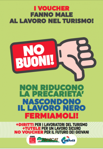 DECRETO DIGNITA’, NO ALLA REINTRODUZIONE DEI VOUCHER NEL TURISMO. IL 1° AGOSTO FILCAMS CGIL, FISASCAT CISL E UILTUCS IN PRESIDIO A PIAZZA MONTECITORIO, «NELLA CONTRATTAZIONE ESISTONO GIA’ STRUMENTI PER GESTIRE LA FLESSIBILITA’ E LA STAGIONALITA’»