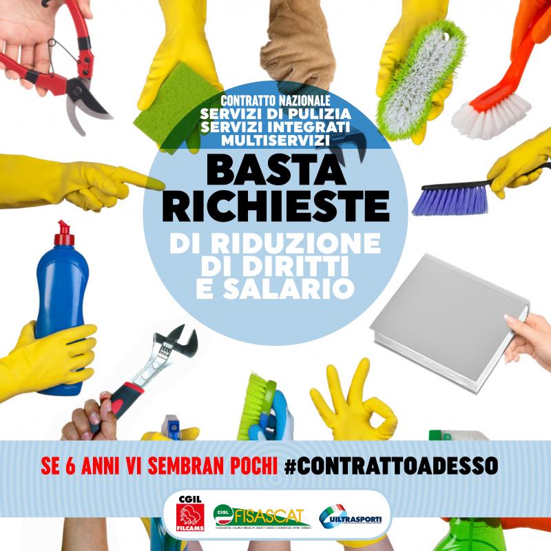 Imprese di pulizia, servizi integrati, multiservizi, contratto nazionale scaduto da oltre 6 anni. I sindacati sollecitano il rinnovo, al via la campagna social