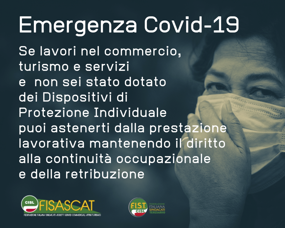 Emergenza Covid-19. Lettera aperta della Fisascat Cisl alle lavoratrici e ai lavoratori del commercio, turismo e servizi