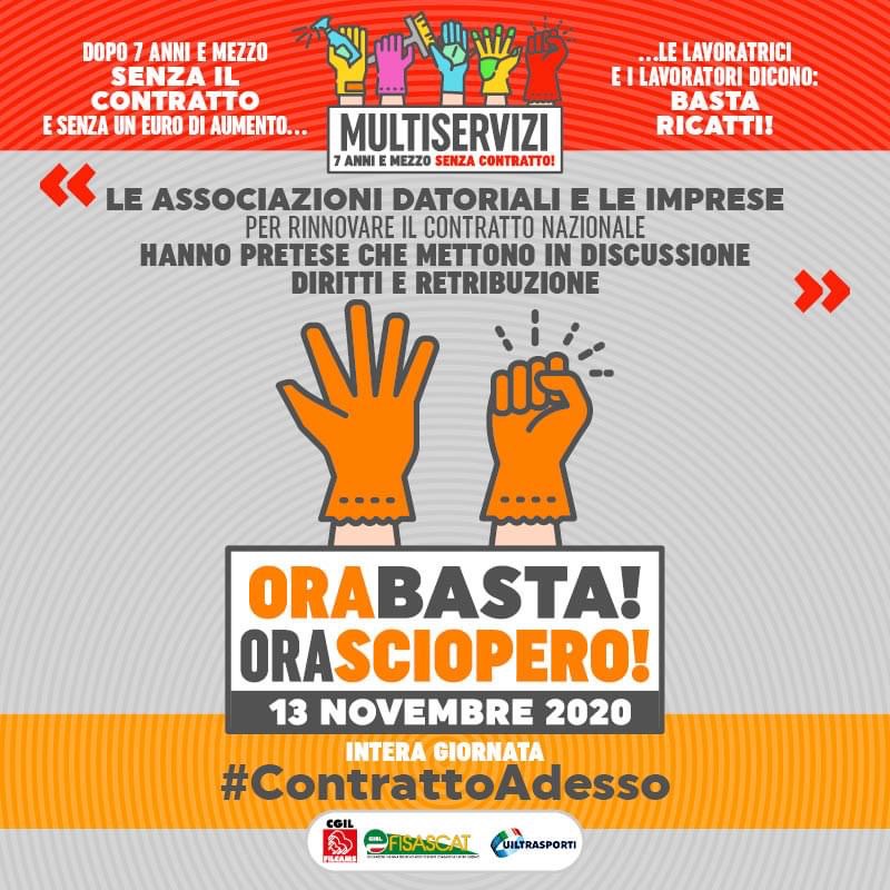 #Contratto #ImpresePulizia #Multiservizi Ora basta, sarà sciopero per l'intera giornata del 13 novembre!