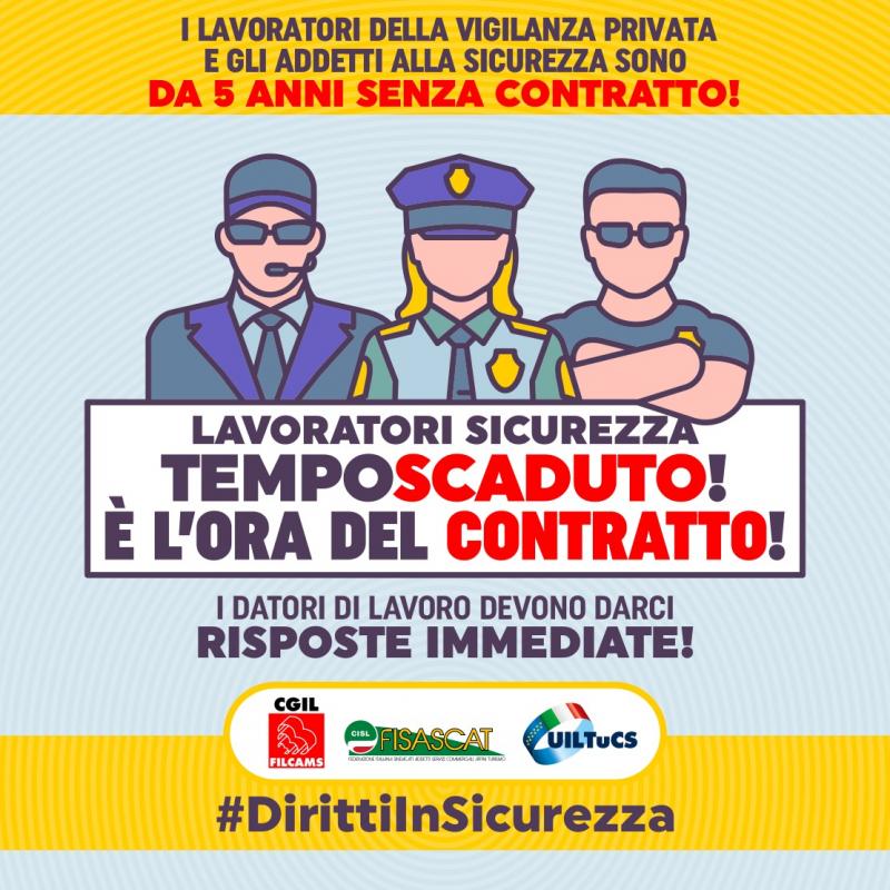 Vigilanza privata e servizi di sicurezza: il 24 dicembre  in sciopero per il contratto 100mila addetti . L’appello dei sindacati alle istituzioni: “Individuare  una soluzione di prospettiva per chi garantisce la sicurezza!”