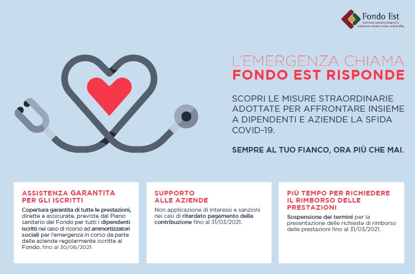 Emergenza Covid-19. L’emergenza chiama, Fondo Est risponde. Prestazioni straordinarie prorogate al 30 giugno 2021