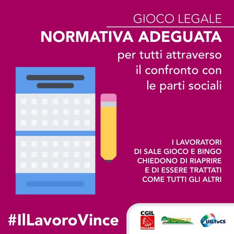 Gioco Legale ultimo a ripartire, i Sindacati al ministero del Lavoro sollecitano il riordino del settore: serve un quadro di norme certe e omogeneo